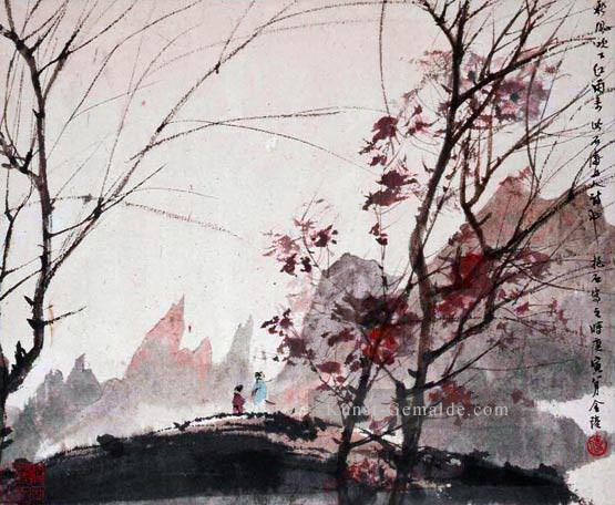 Herbstlandschaft aus den vier Jahreszeiten 1950 Fu Baoshi traditionellen Chinesen Ölgemälde